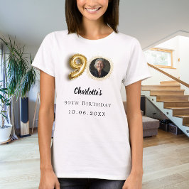 90ste verjaardag gouden foto t-shirt