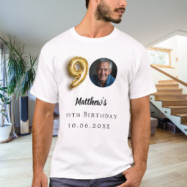 90ste verjaardag gouden foto t-shirt