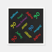 90ste verjaardag herhalende namen zwart papier servetten (Voorkant)
