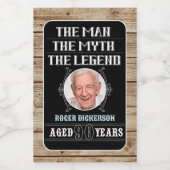 90ste verjaardag Het Man, de mythe, de Legende Wijn Etiket (Enkel label)