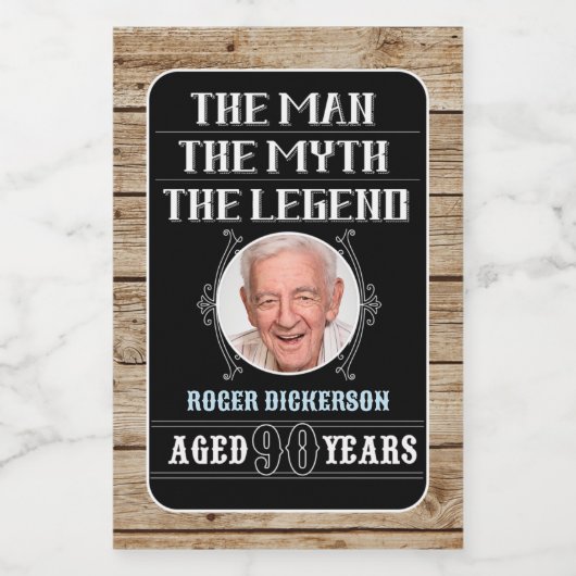 90ste verjaardag Het Man, de mythe, de Legende Wijn Etiket (Enkel label)