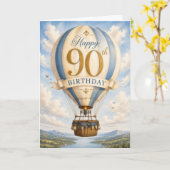90ste Verjaardag in Retro Stijl Kaart (Gele Bloem)
