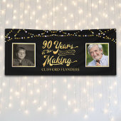 90ste verjaardag JAAR IN DE MAKING Slingerlichtjes Spandoek