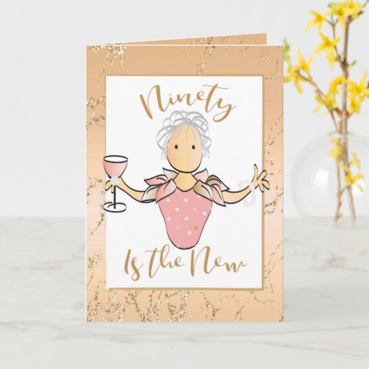 90ste verjaardag Kaart voor haar verbluffende glit (Gele Bloem)