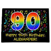90ste verjaardag - Kleurrijke muzieksymbolen, Rain Groot Cadeauzakje (Voorkant)