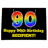 90ste verjaardag ~ Leuk, Kleurrijk, Levendig, Rege Groot Cadeauzakje (Voorkant)