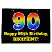 90ste verjaardag ~ Leuk, Kleurrijk, Levendig, Rege Groot Cadeauzakje (Achterkant)