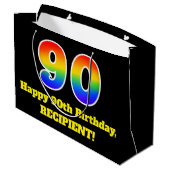 90ste verjaardag ~ Leuk, Kleurrijk, Levendig, Rege Groot Cadeauzakje (Achterkant Gekanteld)
