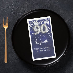90ste verjaardag marineblauw zilveren sterren servet