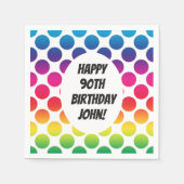 90ste verjaardag met kleurrijke cirkels servet (Voorkant)