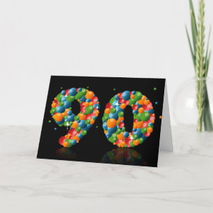 90ste verjaardag met nummers gevormd uit ballen kaart