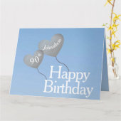 90ste verjaardag met zilveren ballonnen in de heme kaart (Gele Bloem)