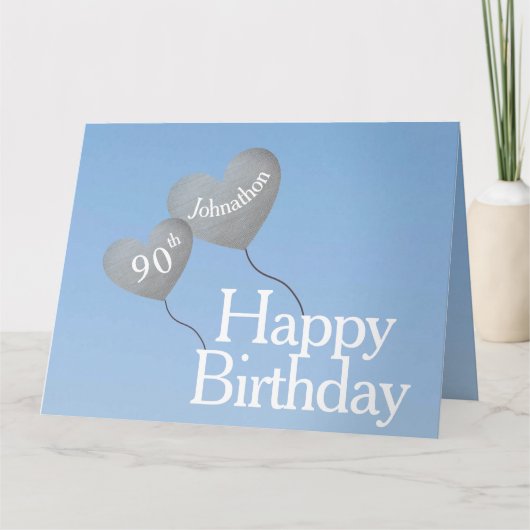 90ste verjaardag met zilveren ballonnen in de heme kaart (Voorkant)