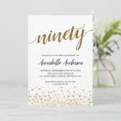90ste verjaardag Modern Gold Confetti Stippen Scri Kaart (Staand voorkant)