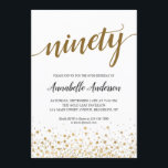 90ste verjaardag Modern Gold Confetti Stippen Scri Kaart<br><div class="desc">Modern Gold Confetti Stippen Script 90th Birthday Invitation Het ontwerp is voorzien van 'negentig' in een hedendaags elegant script en gouden confetti stippen accent. Als u de tekst 'negentig' naar een andere leeftijd wilt aanpassen,  kunt u ons gerust een e-mail sturen op panggadesigns@gmail.com.</div>
