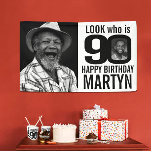 90ste verjaardag mono look 90 aangepaste foto nu d spandoek