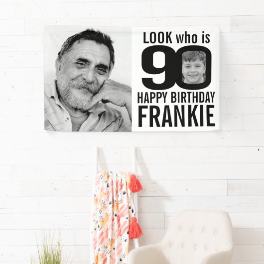 90ste verjaardag mono look 90 aangepaste foto nu d spandoek (Insitu)