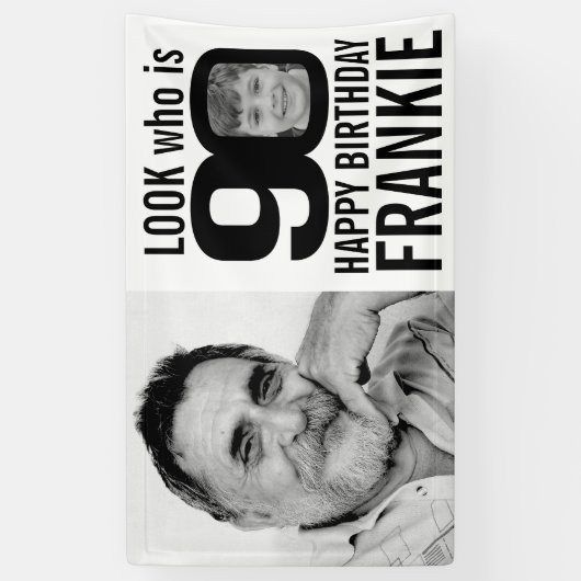 90ste verjaardag mono look 90 aangepaste foto nu d spandoek (Verticaal)