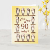 90ste verjaardag, nieuwsgierige uilkaart. kaart (Gele Bloem)