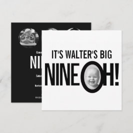 90ste verjaardag NINE OH! foto zwart wit Kaart