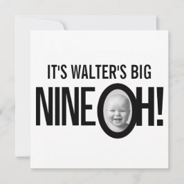 90ste verjaardag NINE OH! foto zwart wit Kaart