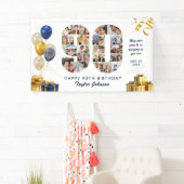 90ste Verjaardag Nummer 90 Fotocollage Wit Goud Spandoek (Insitu)