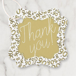 90ste Verjaardag Nummer 90 Patroon Goud en Wit Bedankjes Labels