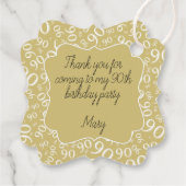 90ste Verjaardag Nummer 90 Patroon Goud en Wit Bedankjes Labels (Achterkant)