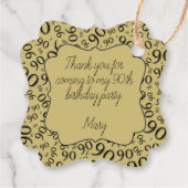 90ste Verjaardag Nummer 90 Patroon Goud en Zwart Bedankjes Labels (Achterkant)
