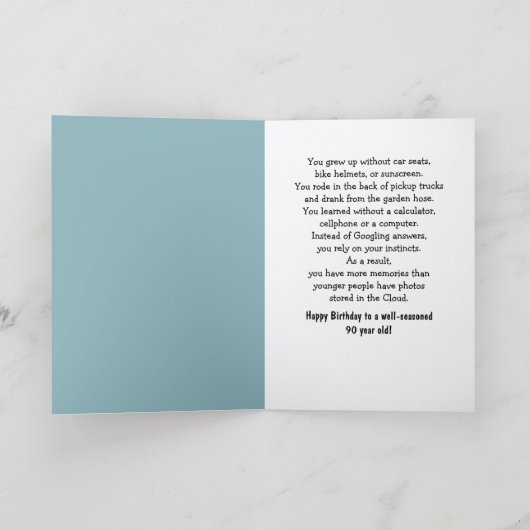 90ste verjaardag Old Lady Fun Kaart (Binnen)