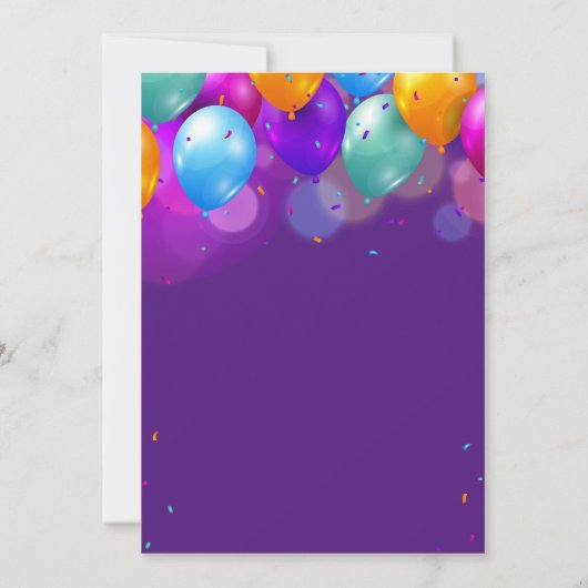 90ste verjaardag paarse en gouden kleurrijke ballo kaart (Achterkant)