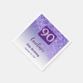 90ste verjaardag  Paarse glitter Servet (Hoek)