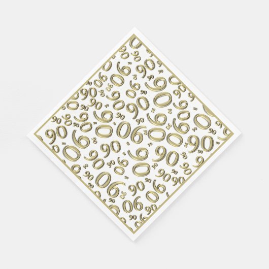 90ste verjaardag Party Nummer Patroon Goud/Wit Servet (Hoek)