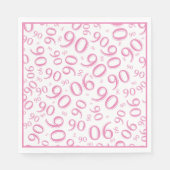 90ste verjaardag Party Nummer Patroon Roze/Wit Servet (Voorkant)