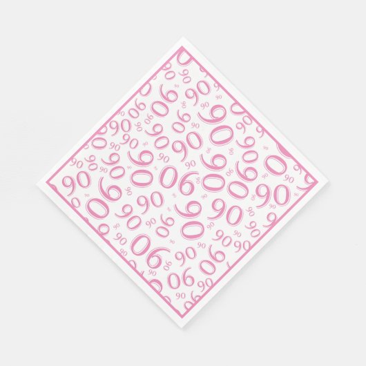 90ste verjaardag Party Nummer Patroon Roze/Wit Servet (Hoek)