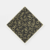 90ste verjaardag Party Nummer Patroon Zwart/Goud Servet (Hoek)