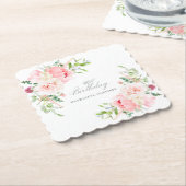 90ste Verjaardag Party Roze Bloemen Custom Kartonnen Onderzetters (Gebogen)