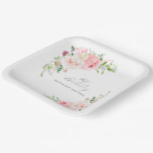 90ste Verjaardag Party Roze Bloemen Custom Papieren Bordje (Gebogen)