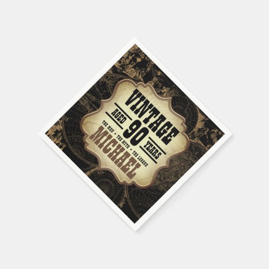90ste Verjaardag Party  Thema Custom Name Servet (Hoek)