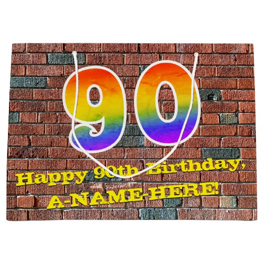 90ste verjaardag: Plezier, op graffiti geïnspireer Groot Cadeauzakje (Voorkant)