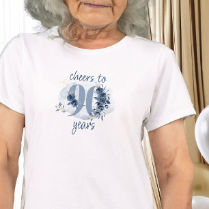 90ste verjaardag Proost 90 jaar Bloemen Nummer T-shirt