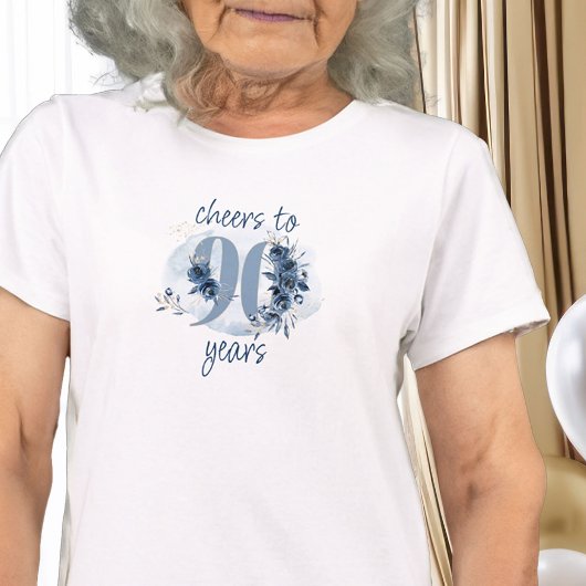 90ste verjaardag Proost 90 jaar Bloemen Nummer T-shirt