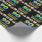 90ste verjaardag: Regenboog "90"; Aangepaste foto' Cadeaupapier (Hoek)