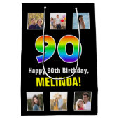 90ste verjaardag: Regenboog "90", aangepaste foto' Medium Cadeauzakje (Achterkant)