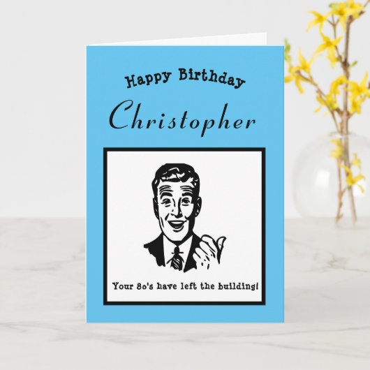 90ste verjaardag Retro Cartoon Funny Personalized Kaart (Gele Bloem)