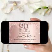 90ste verjaardag roos gouden zilveren druppels save the date