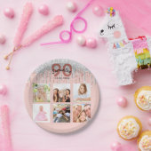 90ste verjaardag roos gouden zilveren foto papieren bordje (Feest)