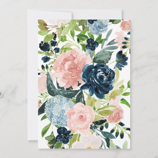 90ste verjaardag Roze Blauwe Roos Waterverf Bloems Kaart (Achterkant)