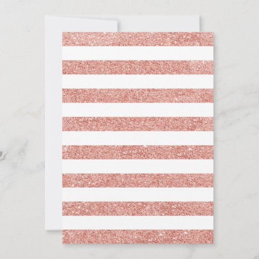 90ste verjaardag - Roze goud en witte strepen Kaart (Achterkant)