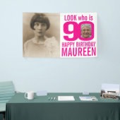 90ste verjaardag roze look 90 aangepaste foto nu d spandoek (Beurs)
